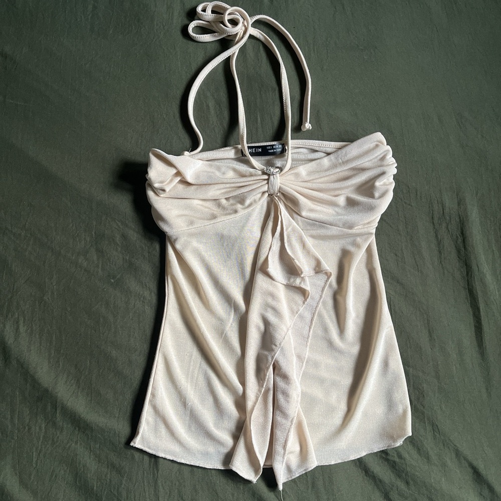 SHEIN Cream Ruched Camisole